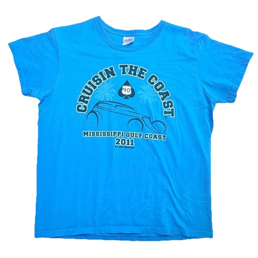 Cruisin The Coast 2011 Mississippi Gulf Coast Car Show T-Shirt Blue Large Womens